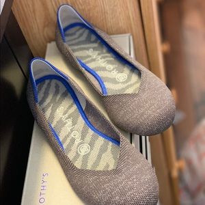 Rothy Grey & Silver Round Toe Flat